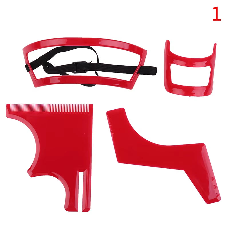 1Set Men'S Beard Combs Hair Trimmers Plastic Men Beard Shaping Styling Comb Beauty Tool for Hair Beard Trim Templates Ruler
