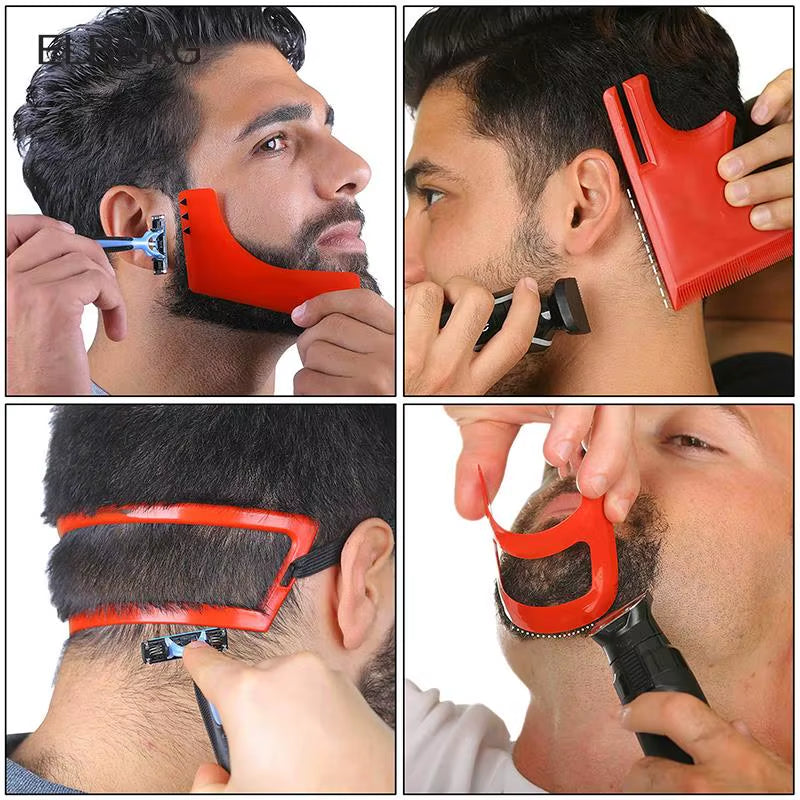1Set Men'S Beard Combs Hair Trimmers Plastic Men Beard Shaping Styling Comb Beauty Tool for Hair Beard Trim Templates Ruler