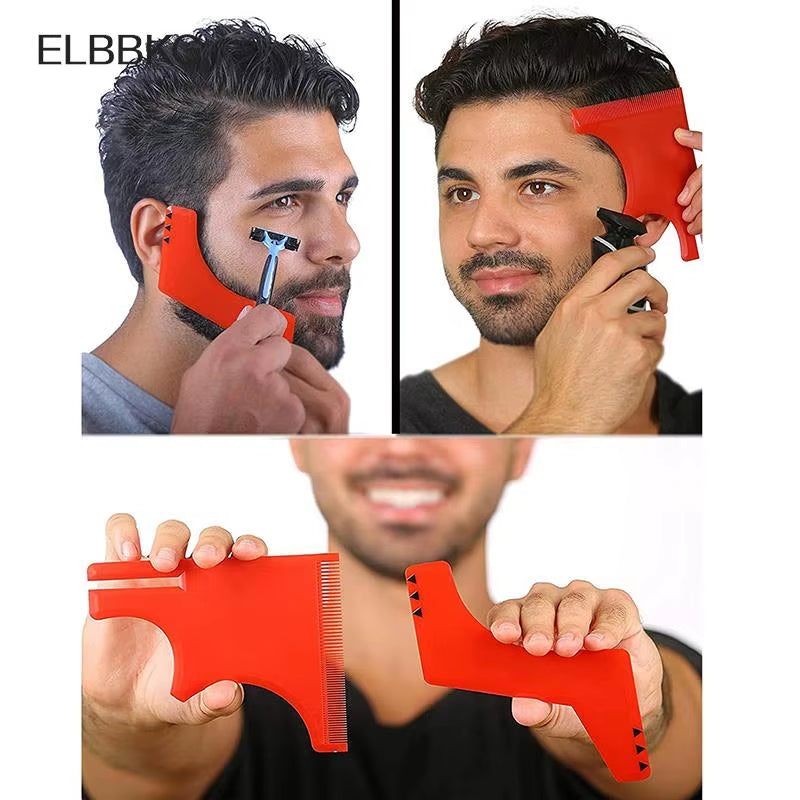 1Set Men'S Beard Combs Hair Trimmers Plastic Men Beard Shaping Styling Comb Beauty Tool for Hair Beard Trim Templates Ruler