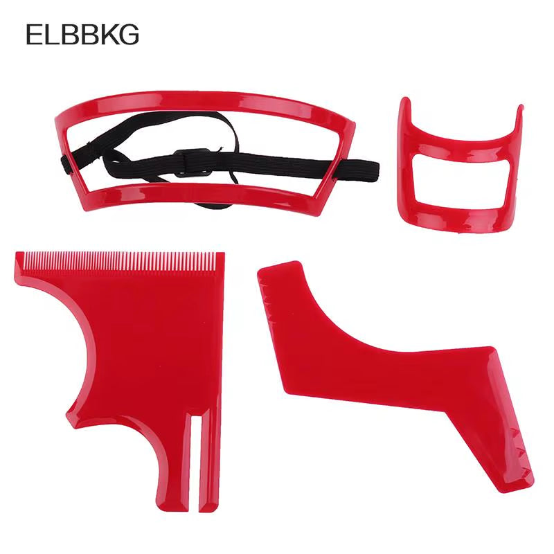 1Set Men'S Beard Combs Hair Trimmers Plastic Men Beard Shaping Styling Comb Beauty Tool for Hair Beard Trim Templates Ruler