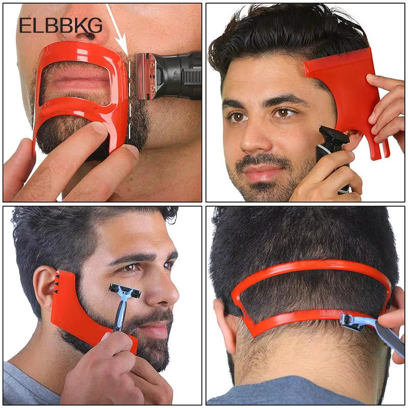 1Set Men'S Beard Combs Hair Trimmers Plastic Men Beard Shaping Styling Comb Beauty Tool for Hair Beard Trim Templates Ruler
